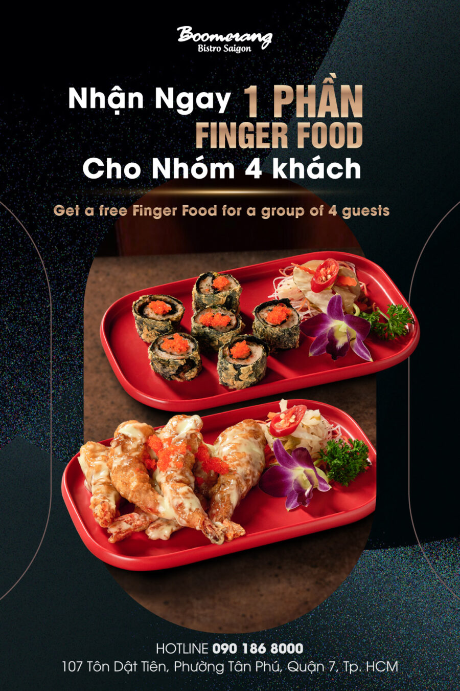 BOOMERANG OFFERS FREE FINGER FOOD FOR GROUP OF 4 [END]